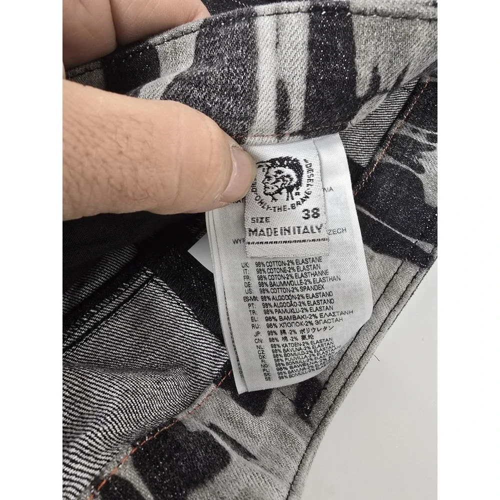 Diesel Mens D-KRAS 09B35 Slim Stretch Denim Jeans Black Grey Y2K Hip Hop Size 38